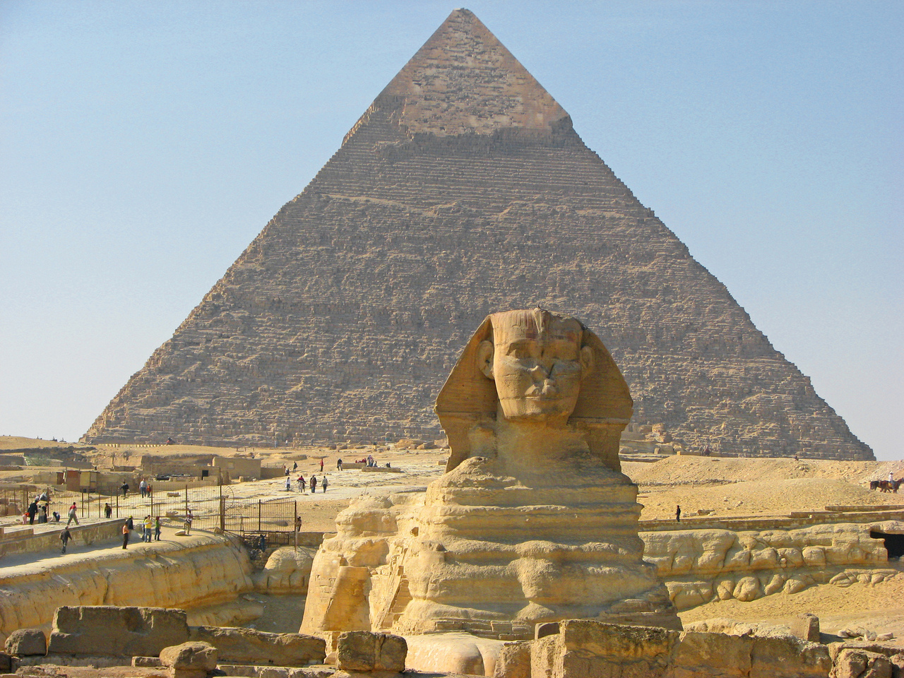 Pyramid and sphinx